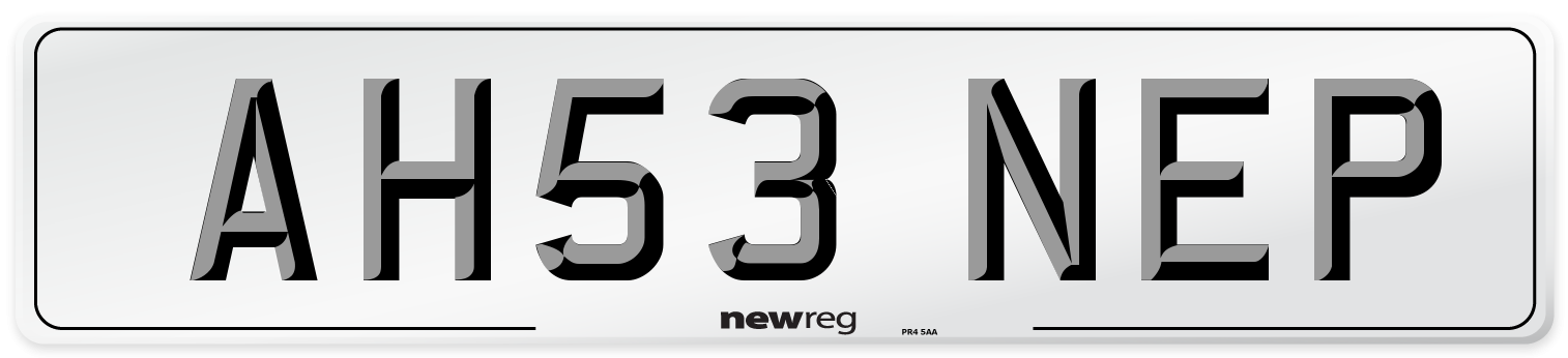 AH53 NEP Number Plate from New Reg